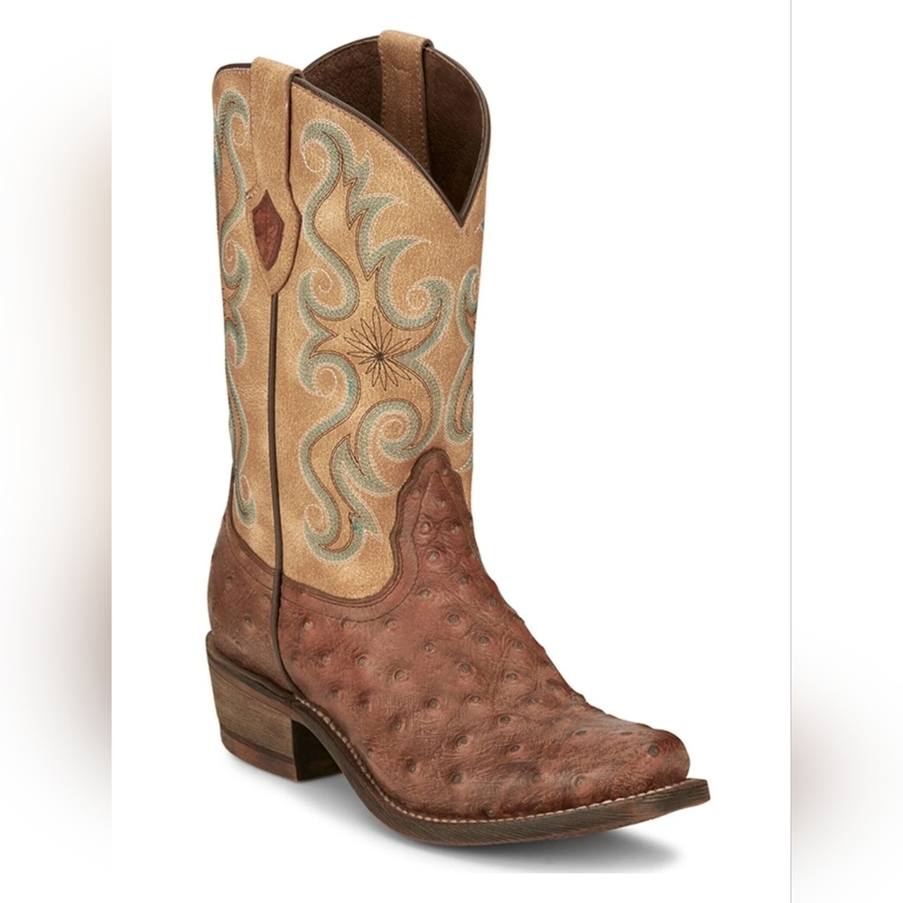 Nocona Women's 7.5B Hierra Ostrich Print Square Toe Western Boots